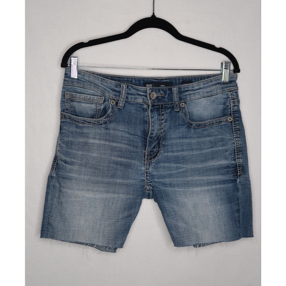 BKE Aiden Cutoff Denim Shorts Jorts Raw Hem Y2K Western Medium Wash